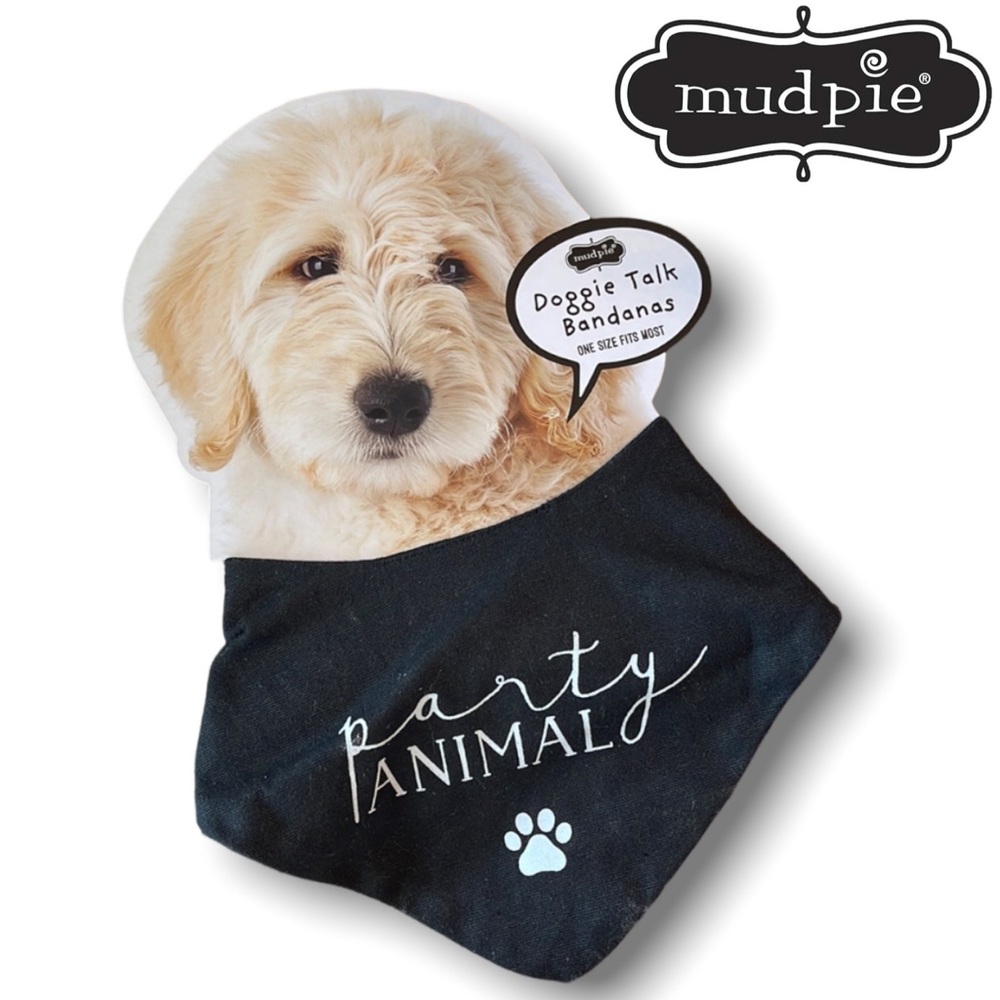 Mud Pie Black Doggie Bandana- Party Animal
